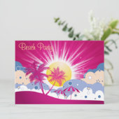 ピンクかわいらしビーチパーティー 招待状 (スタンド正面)