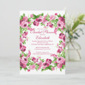 ピンクかわいらしピニーズフローラブライダルシャワー 招待状 (スタンド正面)