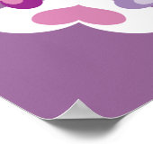 ピンクかわいらしピースサインとハートプリント ポスター (角)