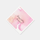 ピンクかわいらしピーチウォーター誕生日 スタンダードカクテルナプキン (角)
