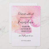 ピンクかわいらしピーチウォーター誕生日 招待状 (正面/裏面)