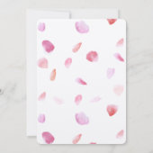 ピンクかわいらしピーチバラ花びら水彩誕生日 招待状 (裏面)