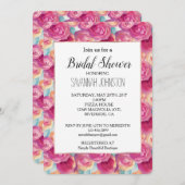 ピンクかわいらしピーチフラワーズブライダルシャワー 招待状 (正面/裏面)