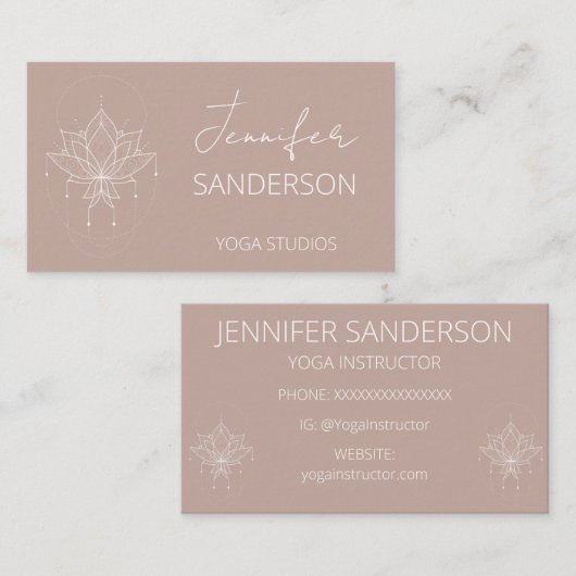 ピンクかわいらしピーチボホフローラロータスヨガ 名刺 (正面/裏面)