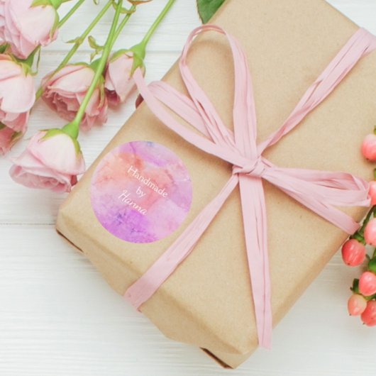 ピンクかわいらしピーチ赤面水彩手作り ラウンドシール