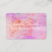 ピンクかわいらしピーチ赤面水彩 名刺 (正面)