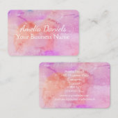 ピンクかわいらしピーチ赤面水彩 名刺 (正面/裏面)