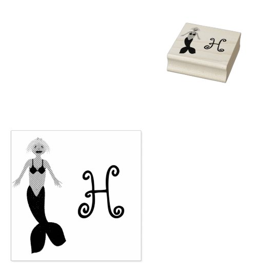 ピンクかわいらしファンタジーマーメイドカスタムモノグラムの ラバースタンプ (押印)