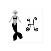 ピンクかわいらしファンタジーマーメイドカスタムモノグラムの ラバースタンプ (インプリント)