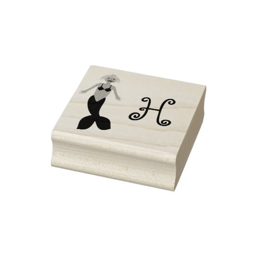 ピンクかわいらしファンタジーマーメイドカスタムモノグラムの ラバースタンプ (スタンプ)