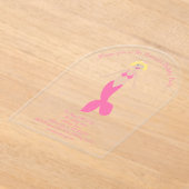 ピンクかわいらしファンタジーマーメイドカスタムー誕生日パーティー アクリル招待状 (レイダウン)