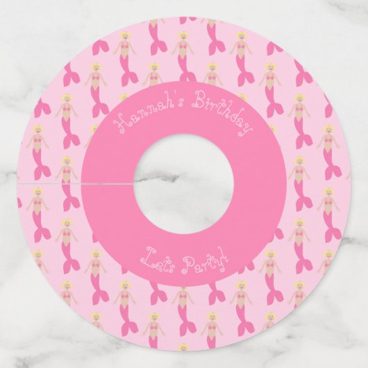 ピンクかわいらしファンタジーマーメイドカスタムー ワイングラスタグ (正面)