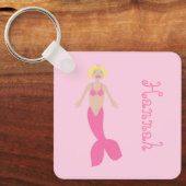 ピンクかわいらしファンタジーマーメイド名前をカスタムする キーホルダー (正面)