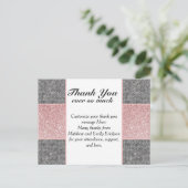 ピンクかわいらしフェイクグリッター及びグレーファブリック ポストカード (スタンド正面)