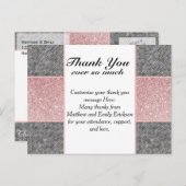 ピンクかわいらしフェイクグリッター及びグレーファブリック ポストカード (正面/裏面)