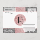 ピンクかわいらしフェイクグリッター及びグレーファブリック ポストカード (裏面)