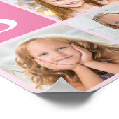 ピンクかわいらしフォトコラージュカスタム誕生日パーティー ポスター (角)