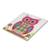 ピンクかわいらしフクロウプリント、パターンアクセサリー タイル (側面)