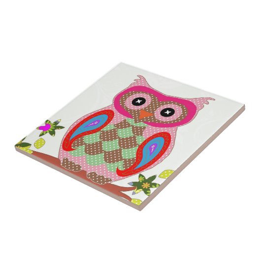 ピンクかわいらしフクロウプリント、パターンアクセサリー タイル (側面)