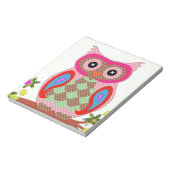 ピンクかわいらしフクロウプリント、パターンアクセサリー ノートパッド (回転)