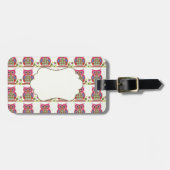 ピンクかわいらしフクロウ柄アクセサリー ラゲッジタグ (正面横)