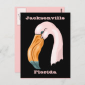 ピンクかわいらしフラミンゴ旅行記念はがき ポストカード (正面/裏面)