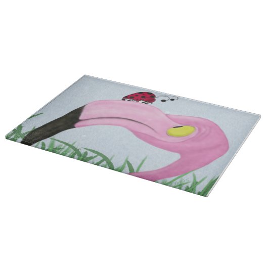 ピンクかわいらしフラミンゴ カッティングボード (角)