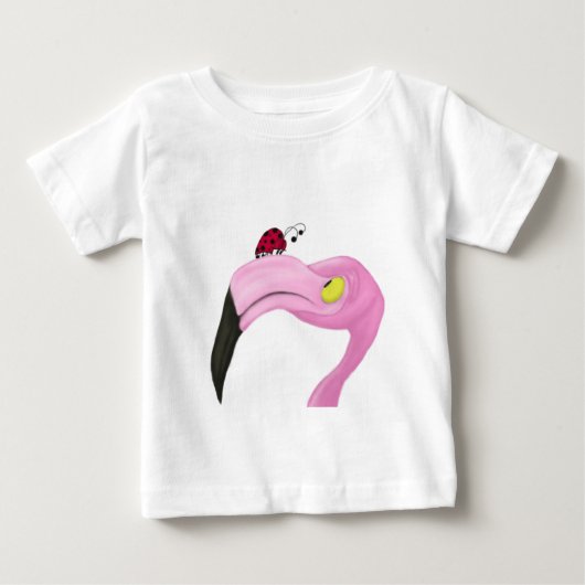 ピンクかわいらしフラミンゴ ベビーTシャツ (正面)