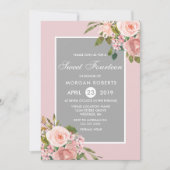 ピンクかわいらしフラワーガールズ14誕生日招待状 招待状 (正面)