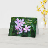 ピンクかわいらしフラワーズガーデンアート誕生日カード カード (黄色い花)