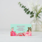ピンクかわいらしフローラの結婚レジストリカード エンクロージャーカード (スタンド正面)