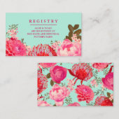 ピンクかわいらしフローラの結婚レジストリカード エンクロージャーカード (正面/裏面)