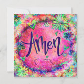 ピンクかわいらしフローラアメンフェイズ感動的 サンキューカード (正面)