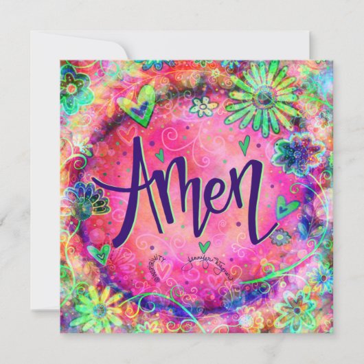 ピンクかわいらしフローラアメンフェイズ感動的 サンキューカード (正面)