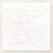 ピンクかわいらしフローラウォーターカラーシスターフレンズ引用文 ガラスコースター (裏面)