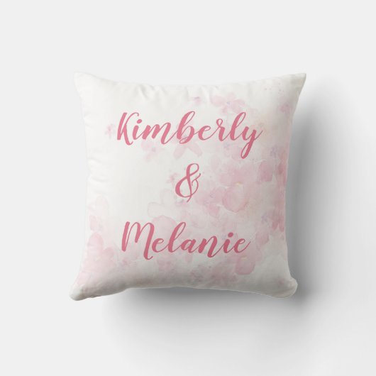 ピンクかわいらしフローラウォーターカラーシスターフレンズ引用文 クッション (裏面)