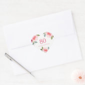 ピンクかわいらしフローラウォーター色80th誕生日パーティー ハートシール (封筒)