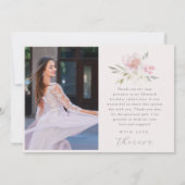 ピンクかわいらしフローラキンセアニラ写真ありがとう 招待状 (裏面)