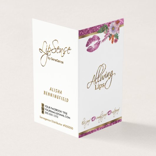 ピンクかわいらしフローラグリッターリッププライスとサービス 名刺 (外部)