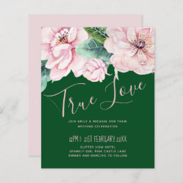 ピンクかわいらしフローラグ葉リーズ結婚予算