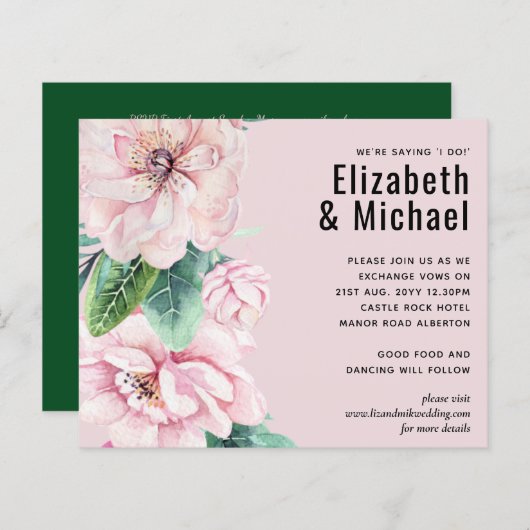 ピンクかわいらしフローラグ葉リーズ結婚予算 (正面/裏面)