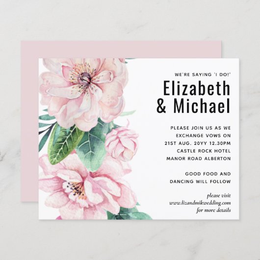 ピンクかわいらしフローラグ葉リーズ結婚予算 (正面/裏面)