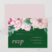 ピンクかわいらしフローラグ葉リーズ結婚予算 インビテーションポストカード (正面/裏面)