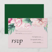 ピンクかわいらしフローラグ葉リーズ結婚予算 インビテーションポストカード (正面/裏面)