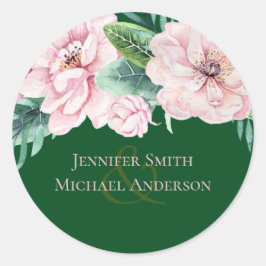 ピンクかわいらしフローラグ葉リーズ結婚予算 ラウンドシール