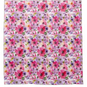 ピンクかわいらしフローラシャワーカーテン シャワーカーテン (正面)