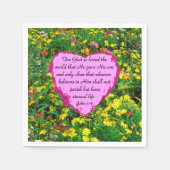 ピンクかわいらしフローラジョン3:16フォトデザイン スタンダードカクテルナプキン (正面)