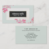 ピンクかわいらしフローラスキンと爪、 ネイルスパ 名刺 (正面/裏面)