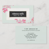 ピンクかわいらしフローラスキンと爪、 ネイルスパ 名刺 (正面/裏面)