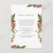 ピンクかわいらしフローラス結婚ゲスト詳細 エンクロージャーカード (正面)